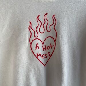 Junk Food Clothing White Hoodie with Red Heart Graphic